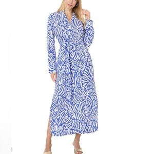 NWT Lilly Pulitzer  Millicent Linen Maxi shirt Dress 16